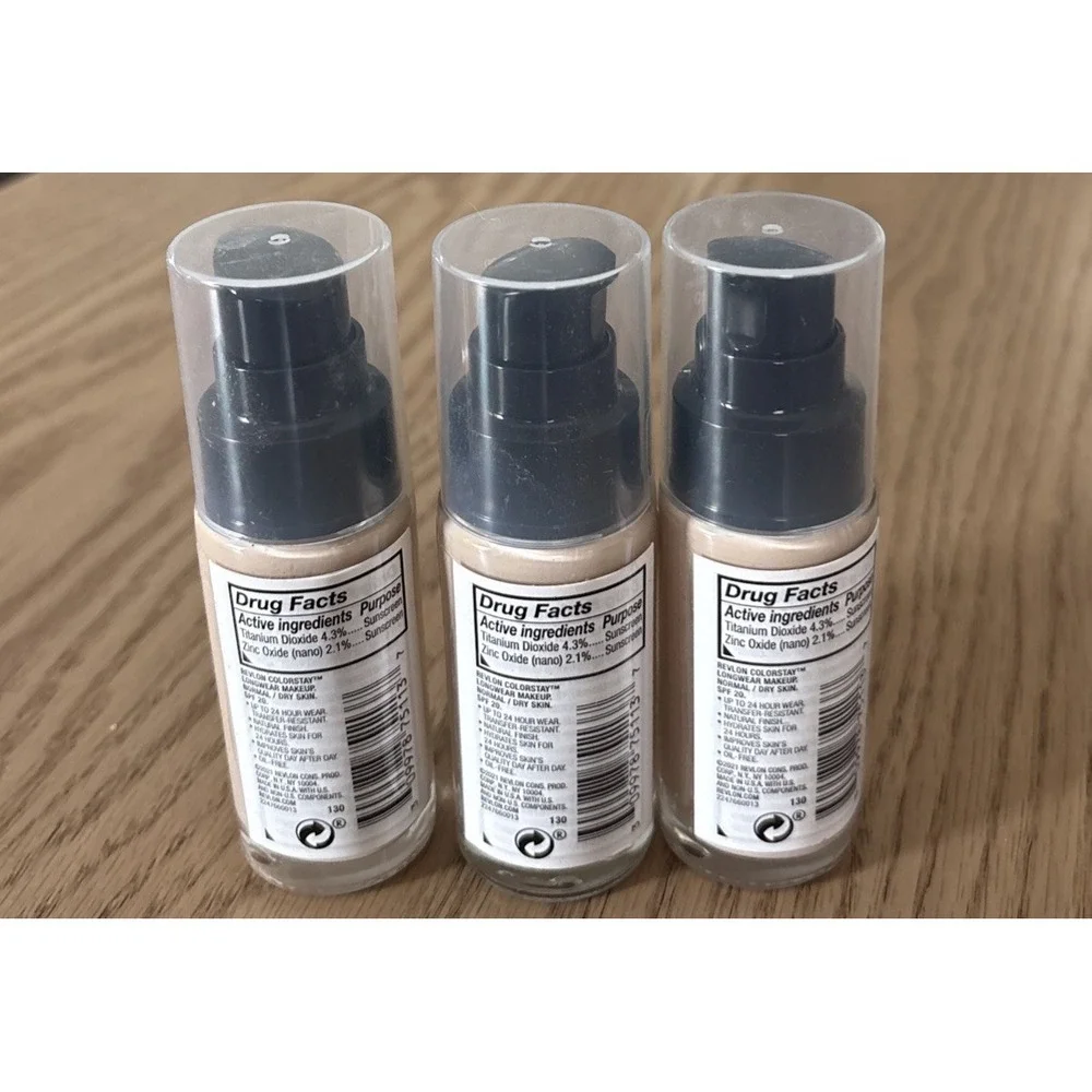 REVLON COLORSTAY 24HRS FOUNDATION NORMAL DRY SKIN 130 PORCELAIN LOT OF 3 New!!